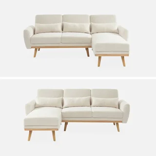 Corner sofa bed reversible 3-seater boucle Oskar beige