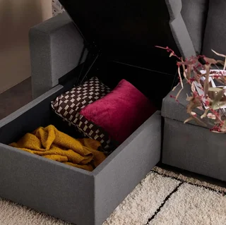 Dark Grey Reversible Corner Sofa Bed 3 Seater with Storage
