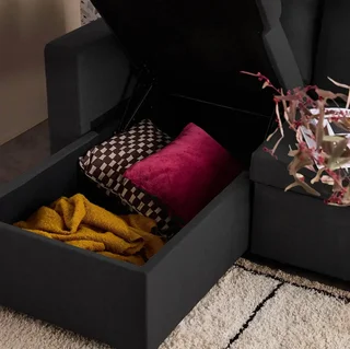 Corner Sofa Bed Convertible Reversible 3 Seater Dark Grey with Storage - Smile