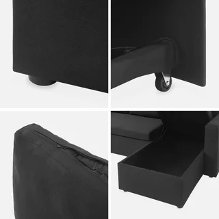 Sofá cama esquinero reversible de 3 plazas gris con almacenamiento y cajón cama