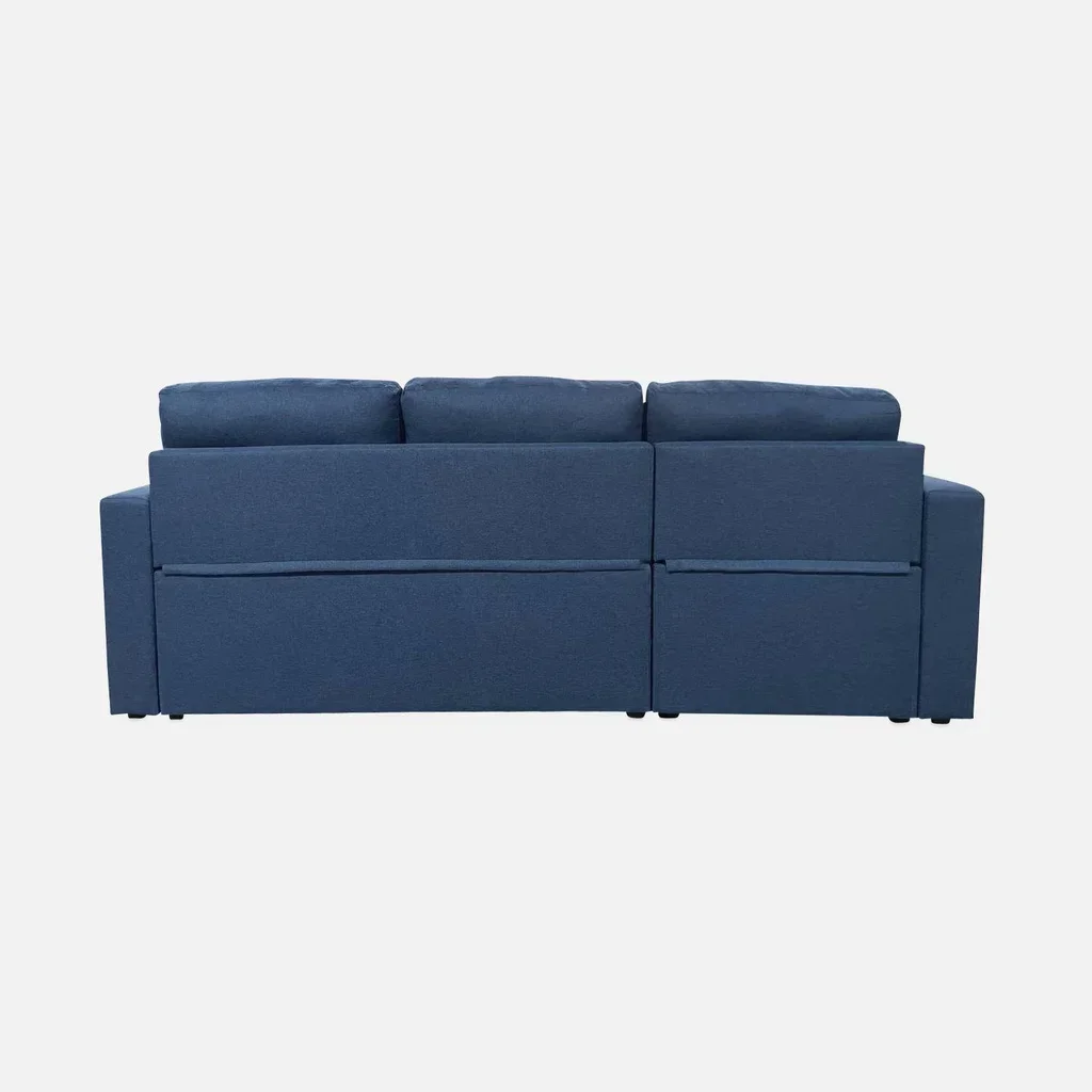 Sofá Cama Esquinero Reversible 3 Plazas Tela Gris con Almacenamiento