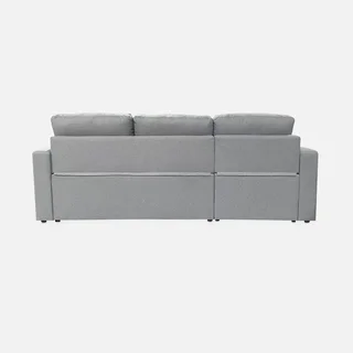 Sofá Cama Esquinero Reversible 3 Plazas Tela Gris con Almacenamiento