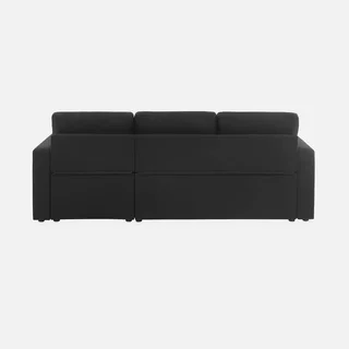 Sofá cama esquinero reversible de 3 plazas gris con almacenamiento y cajón cama