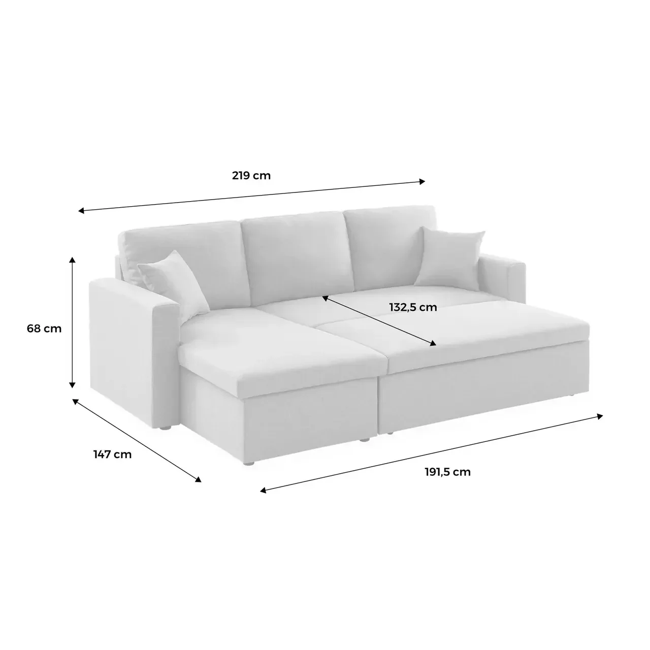 Sofá cama esquinero reversible 3 plazas gris con almacenamiento