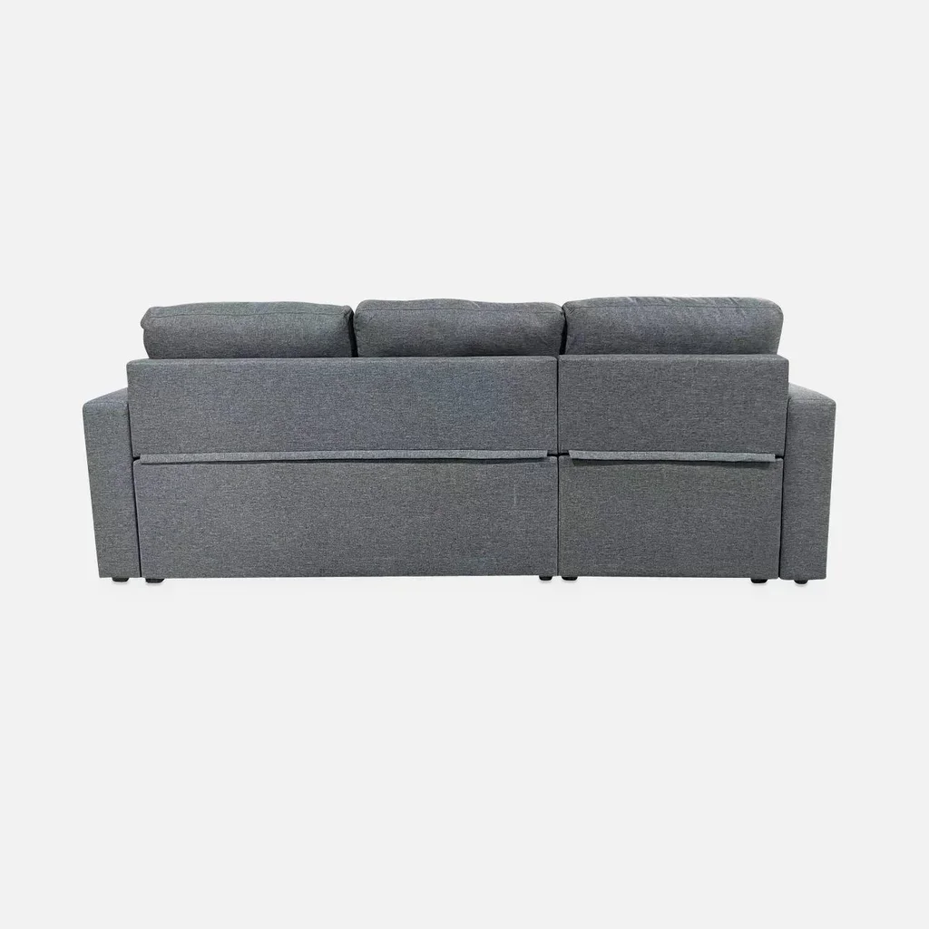 Sofá cama esquinero reversible 3 plazas gris con almacenamiento