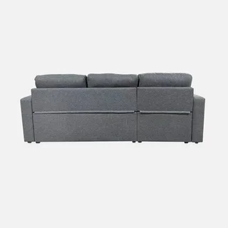 Sofá cama esquinero reversible 3 plazas gris con almacenamiento