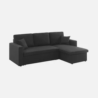 Sofá cama esquinero reversible de 3 plazas gris con almacenamiento y cajón cama