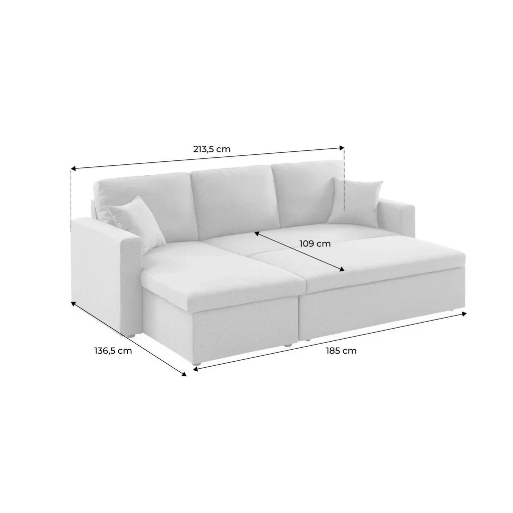 Dark Grey Reversible Corner Sofa Bed 3 Seater with Storage