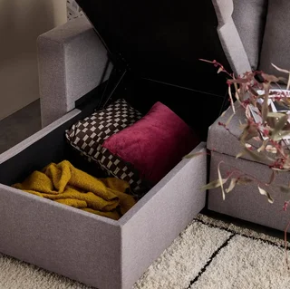 Dark grey reversible corner sofa bed 3 seater with storage ottoman - convertible couch with chaise lounge and storage compartment