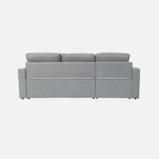 Dark grey reversible corner sofa bed 3 seater with storage ottoman - convertible couch with chaise lounge and storage compartment
