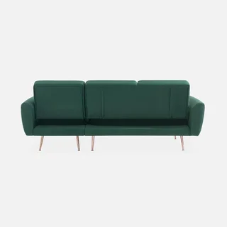 Grünes Samt Ecksofa Schlafsofa 3-Sitzer Oskar
