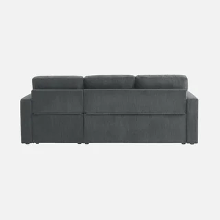 Ecksofa mit Schlaffunktion 3-Sitzer Cord Samt Greige mit Bettkasten Wohnlandschaft