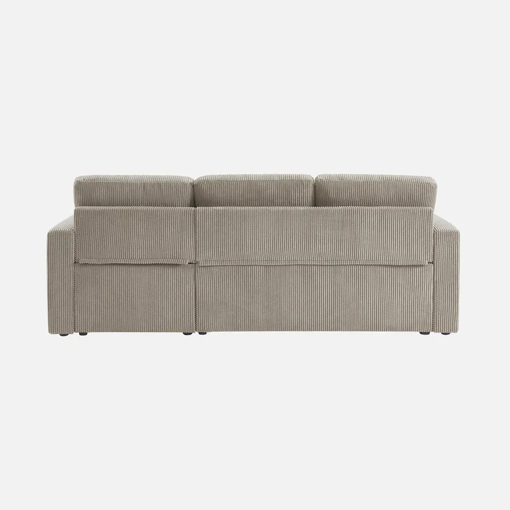 Wandelbares Ecksofa Cord Samt Greige Ida - Umkehrbare Schlafcouch L-Form
