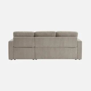 Wandelbares Ecksofa Cord Samt Greige Ida - Umkehrbare Schlafcouch L-Form