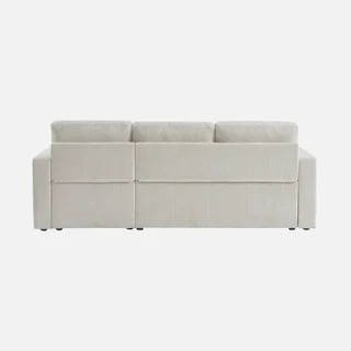 Samt-Cord-Ecksofa Schlafsofa greige 3-Sitzer wendbar mit Stauraum