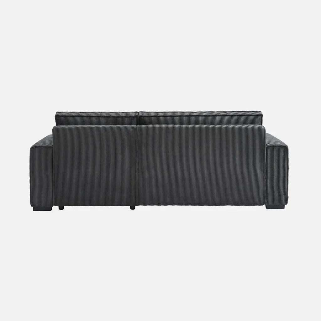 Dunkelgraues Cord-Samt Ecksofa mit Schlaffunktion 3-Sitzer Wendehocker