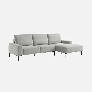 Rechteckige Ecksofa 3-Sitzer grau Stoff modern komfortabel Recamiere