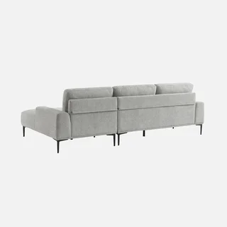 Rechteckige Ecksofa 3-Sitzer grau Stoff modern komfortabel Recamiere