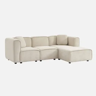Right-hand corner sofa 3 seater contemporary fabric with comfortable chaise lounge