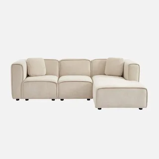 Right-hand corner sofa 3 seater contemporary fabric with comfortable chaise lounge