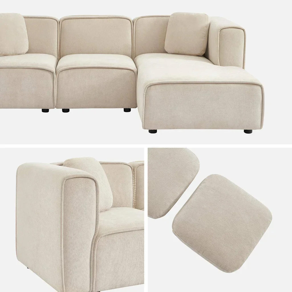 Rechtsseitiges Ecksofa 3-Sitzer zeitgenössischer Stoff mit bequemer Recamiere