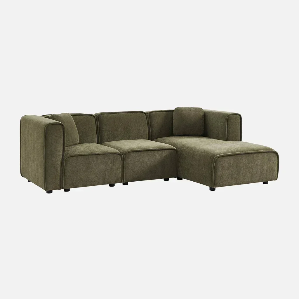 Ecksofa rechts 3-Sitzer Stoff Recamiere zeitgenössisch Wohnzimmer
