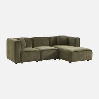 Right-hand corner sofa 3 seater fabric chaise longue contemporary living room