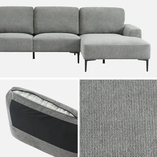 Ecksofa Rechts 3-Sitzer Beige Stoff Modern Bequem Recamiere