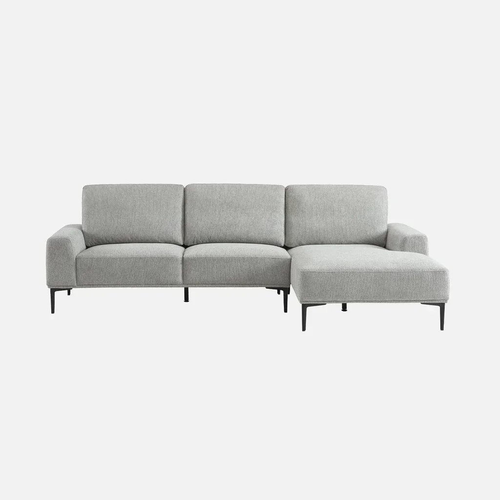Rechteckige Ecksofa 3-Sitzer grau Stoff modern komfortabel Recamiere