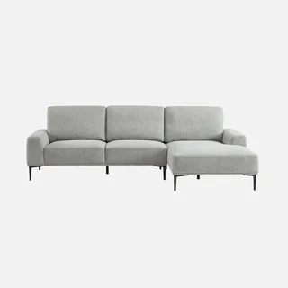 Rechteckige Ecksofa 3-Sitzer grau Stoff modern komfortabel Recamiere