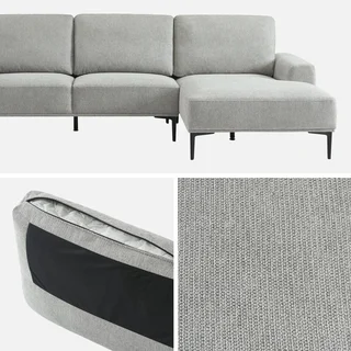 Rechteckige Ecksofa 3-Sitzer grau Stoff modern komfortabel Recamiere