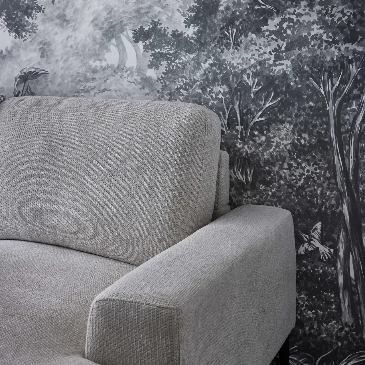 Rechteckige Ecksofa 3-Sitzer grau Stoff modern komfortabel Recamiere