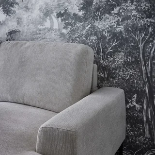Rechteckige Ecksofa 3-Sitzer grau Stoff modern komfortabel Recamiere