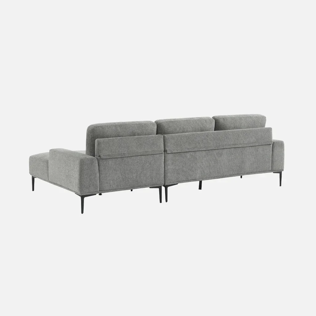 Ecksofa Rechts 3-Sitzer Beige Stoff Modern Bequem Recamiere