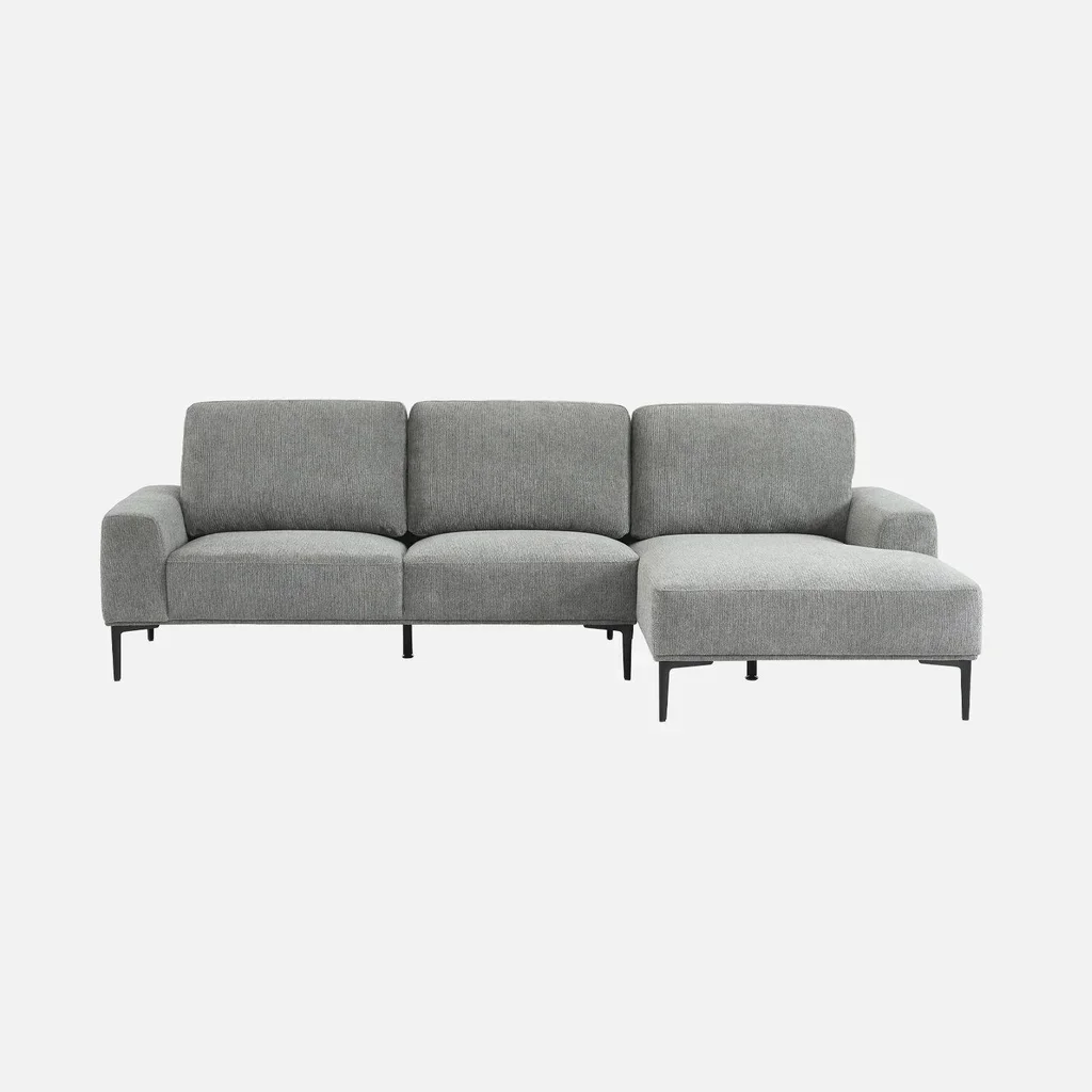 Ecksofa Rechts 3-Sitzer Beige Stoff Modern Bequem Recamiere
