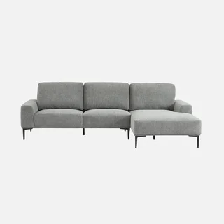 Ecksofa Rechts 3-Sitzer Beige Stoff Modern Bequem Recamiere