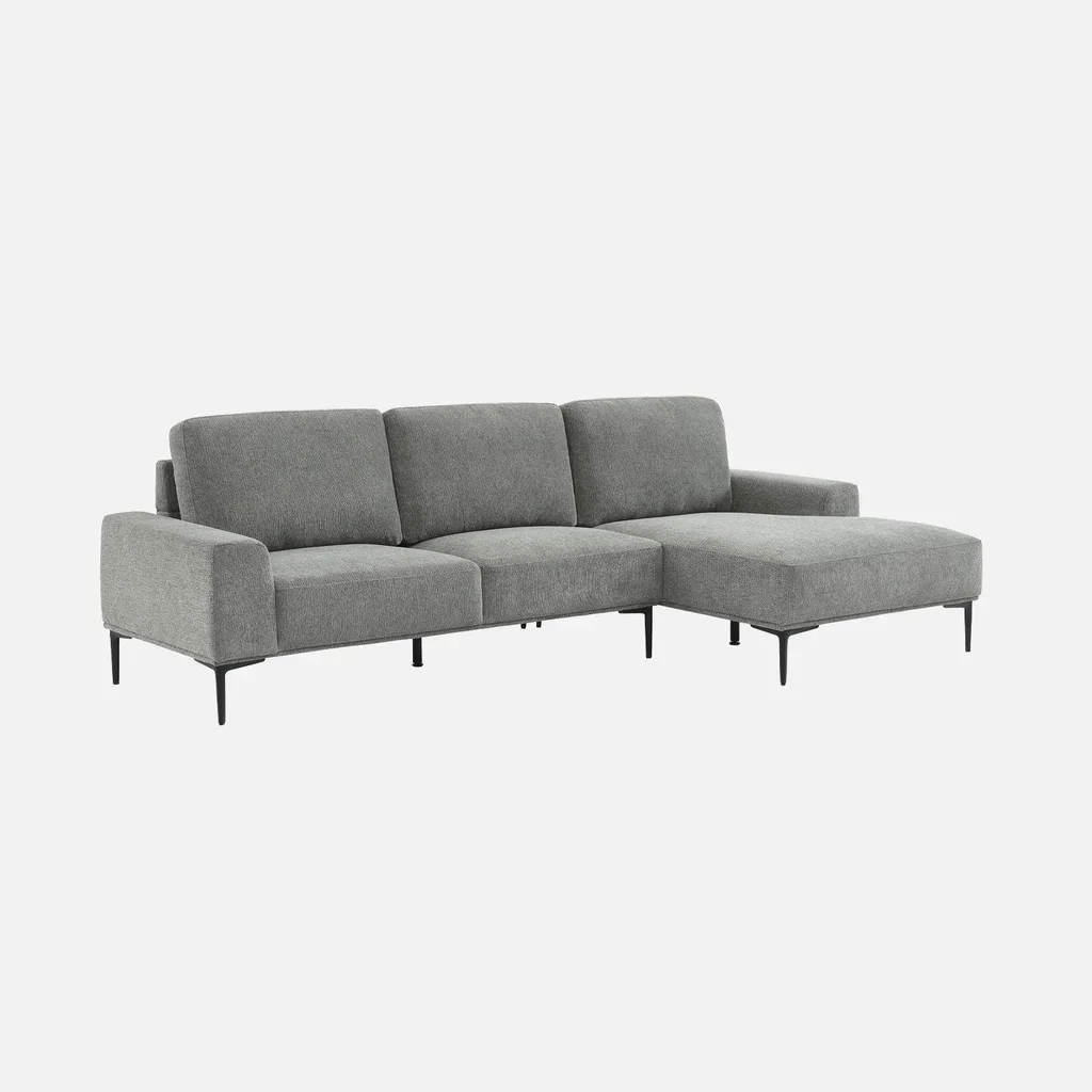 Ecksofa Rechts 3-Sitzer Beige Stoff Modern Bequem Recamiere