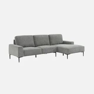 Ecksofa Rechts 3-Sitzer Beige Stoff Modern Bequem Recamiere