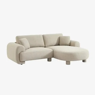 Right corner sofa 3 seater Zenio fabric curved design chaise lounge