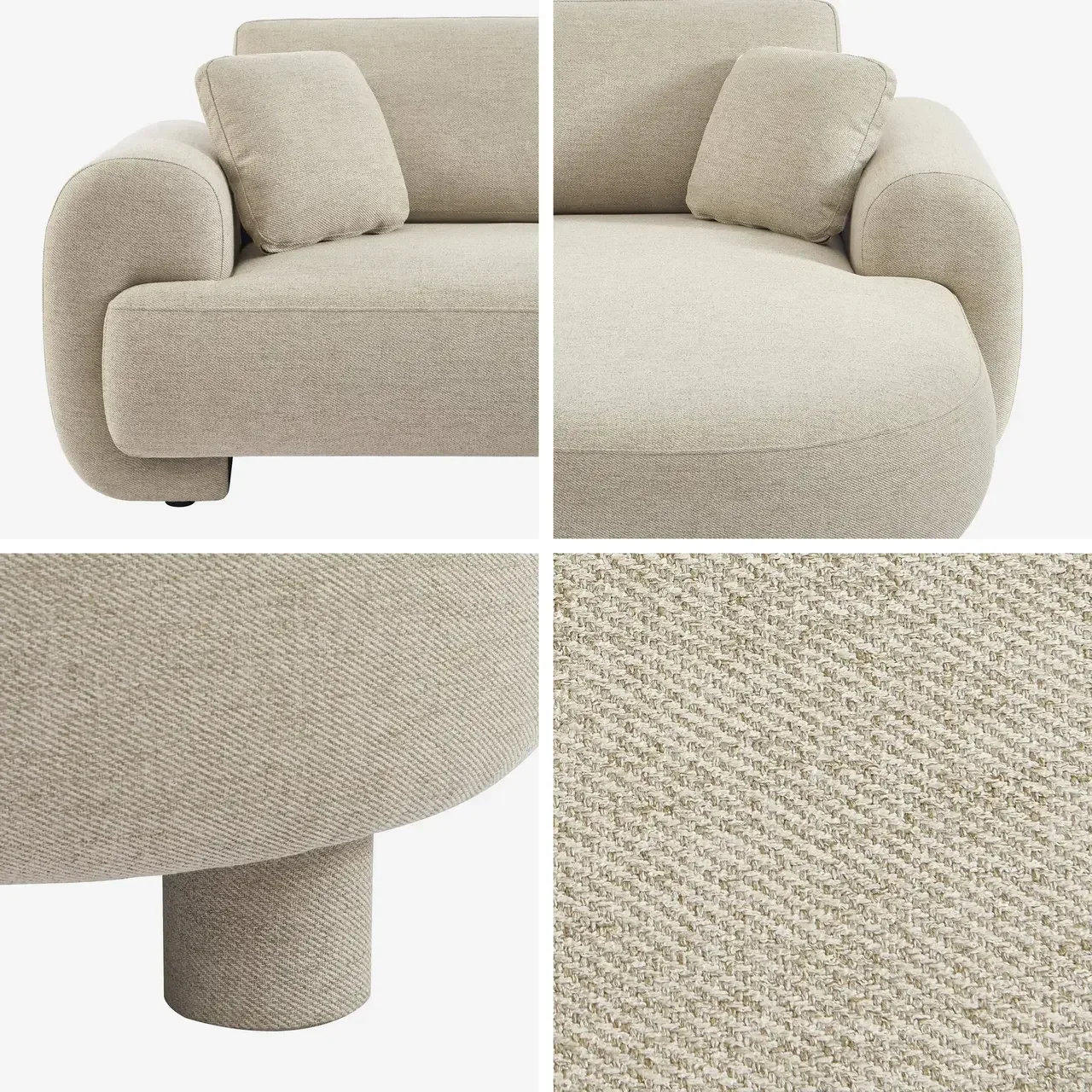 Right corner sofa 3 seater Zenio fabric curved design chaise lounge