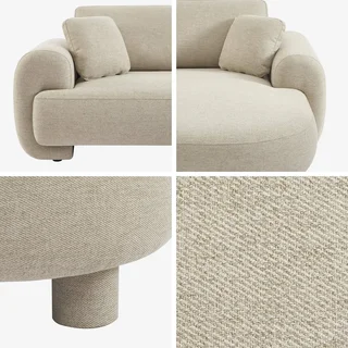 Right corner sofa 3 seater Zenio fabric curved design chaise lounge