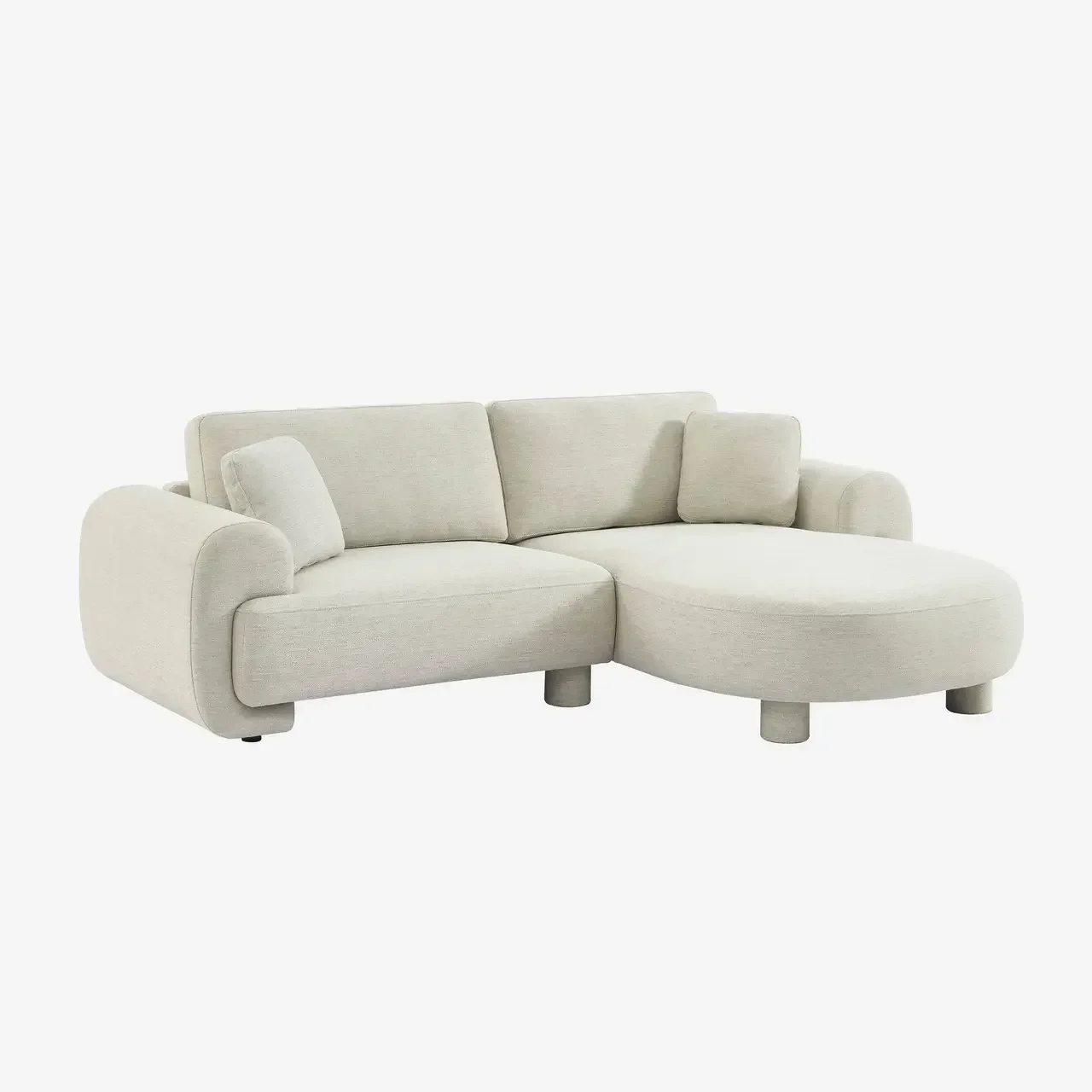 Right Corner Sofa Zenio 3 Seater Grey Fabric Round Legs Contemporary Design