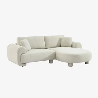 Right Corner Sofa Zenio 3 Seater Grey Fabric Round Legs Contemporary Design