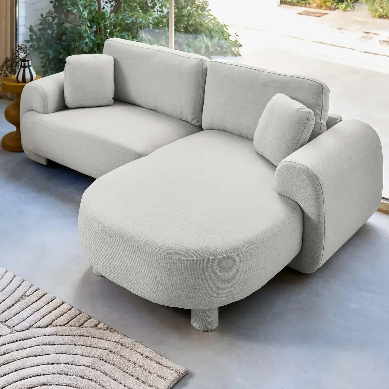 Zenio Right-Hand Corner Sofa 3 Seater Curved Fabric Contemporary Design