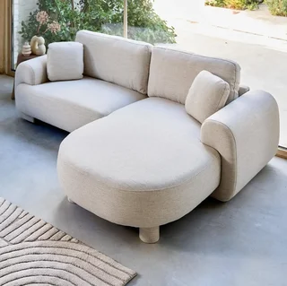 Right Corner Sofa Zenio 3 Seater Grey Fabric Round Legs Contemporary Design