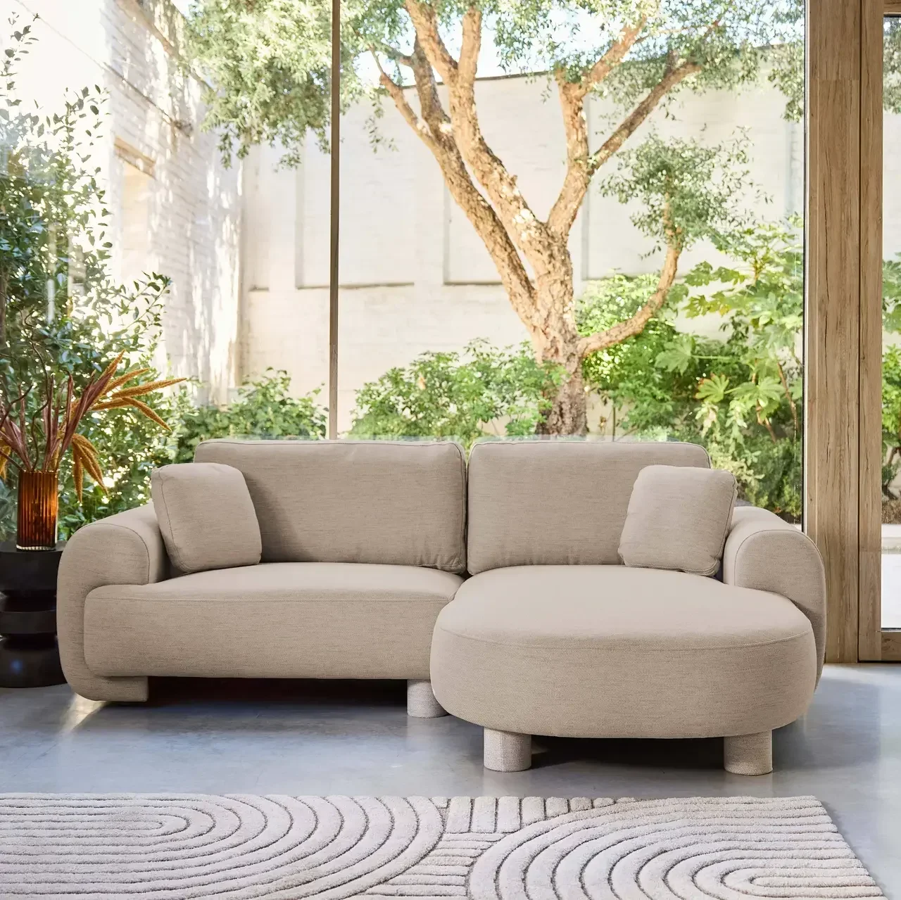 Right corner sofa 3 seater Zenio fabric curved design chaise lounge