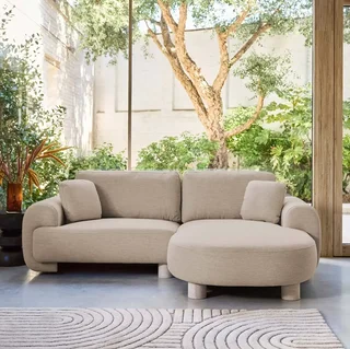 Right corner sofa 3 seater Zenio fabric curved design chaise lounge