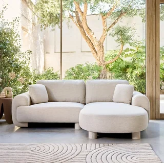 Right Corner Sofa Zenio 3 Seater Grey Fabric Round Legs Contemporary Design