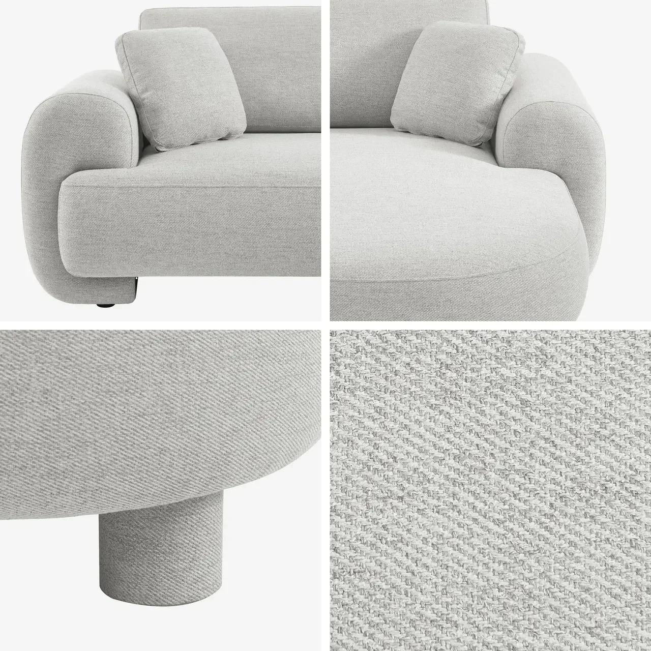 Zenio Right-Hand Corner Sofa 3 Seater Curved Fabric Contemporary Design