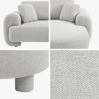 Zenio Right-Hand Corner Sofa 3 Seater Curved Fabric Contemporary Design